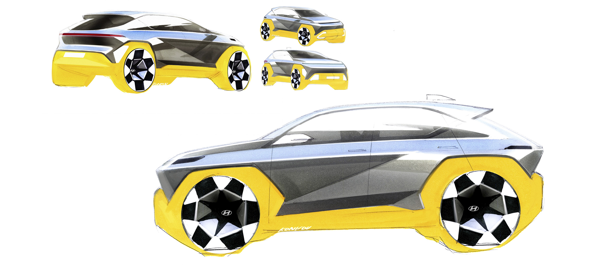 신형 코나의 스케치 이미지