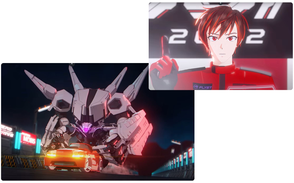 주인공 정주행과 개성 있는 형태의 로봇.