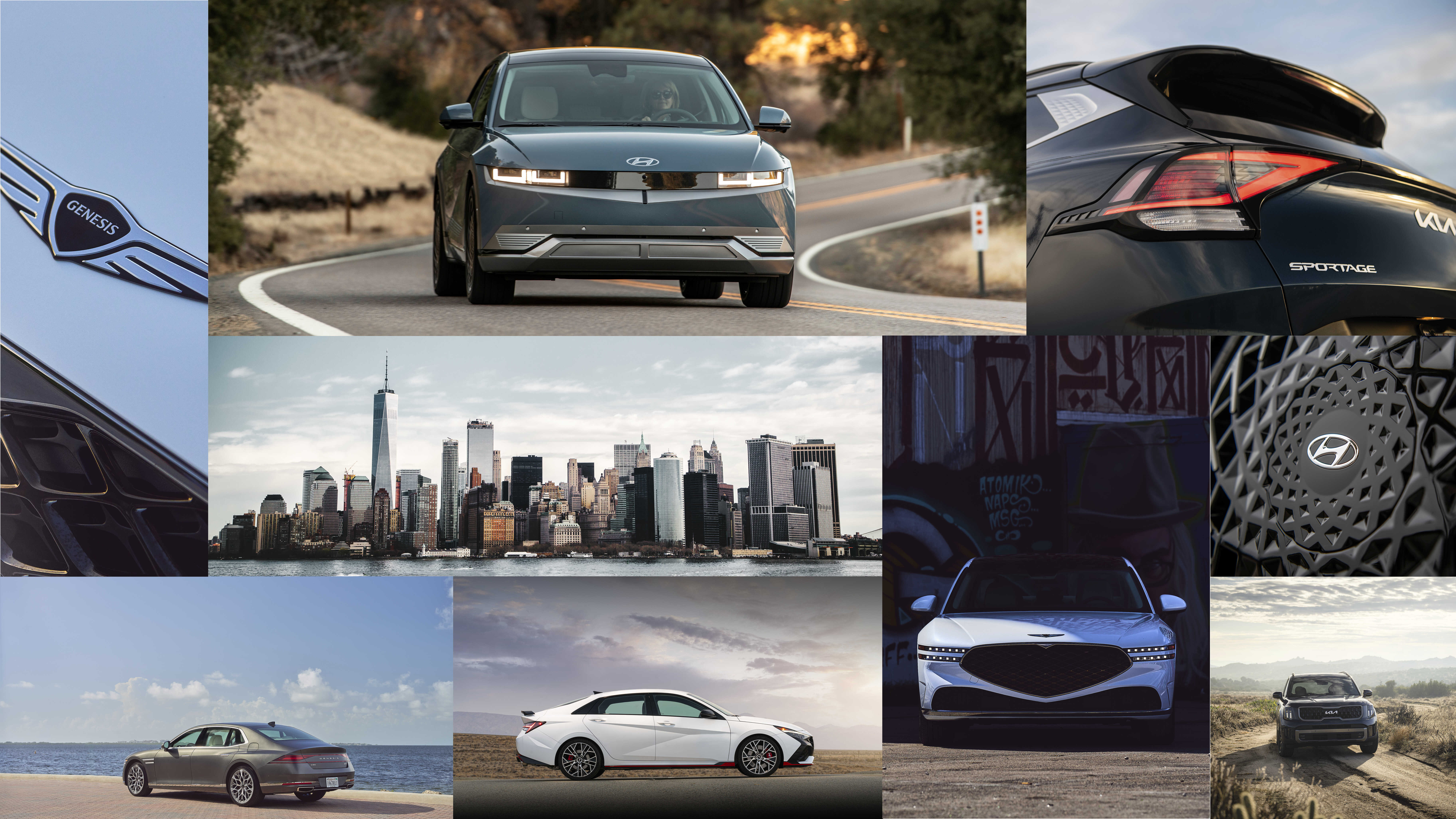 2023년 초 북미의 각종 자동차 시상식에서 활약한 현대차그룹의 다양한 모델들의 모습