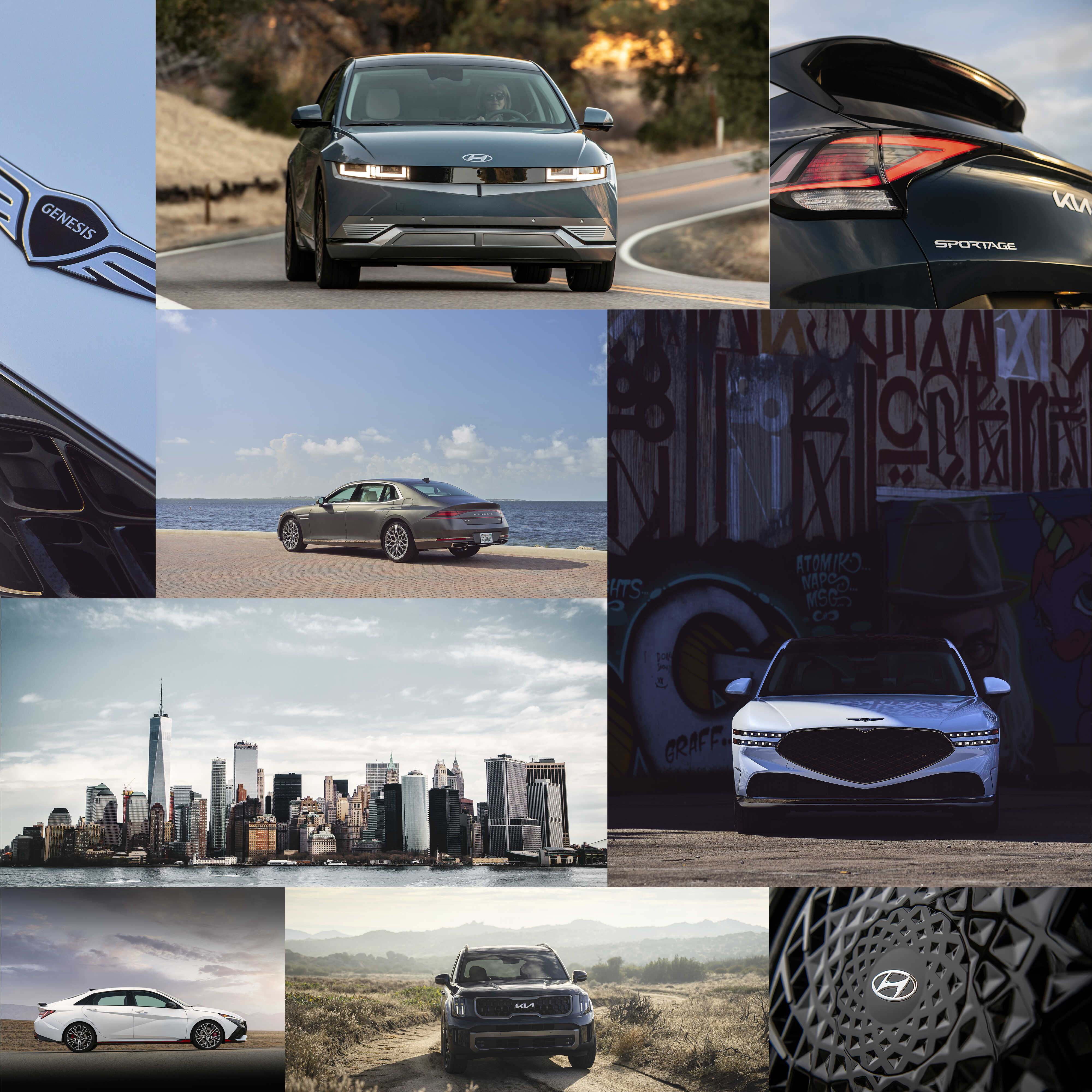 2023년 초 북미의 각종 자동차 시상식에서 활약한 현대차그룹의 다양한 모델들의 모습