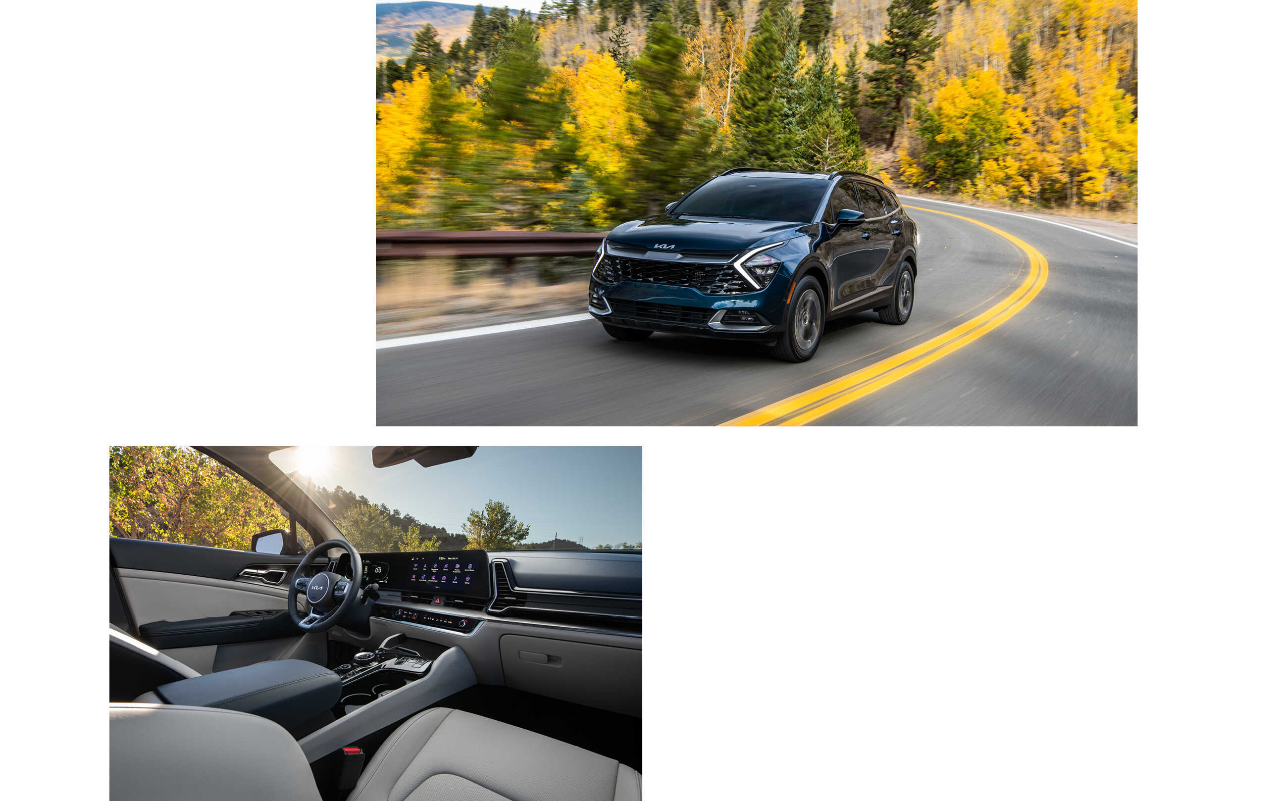 2023 미국 에드먼즈 Top Rated 어워즈에서 수상한 기아 스포티지 하이브리드의 주행 및 실내 모습