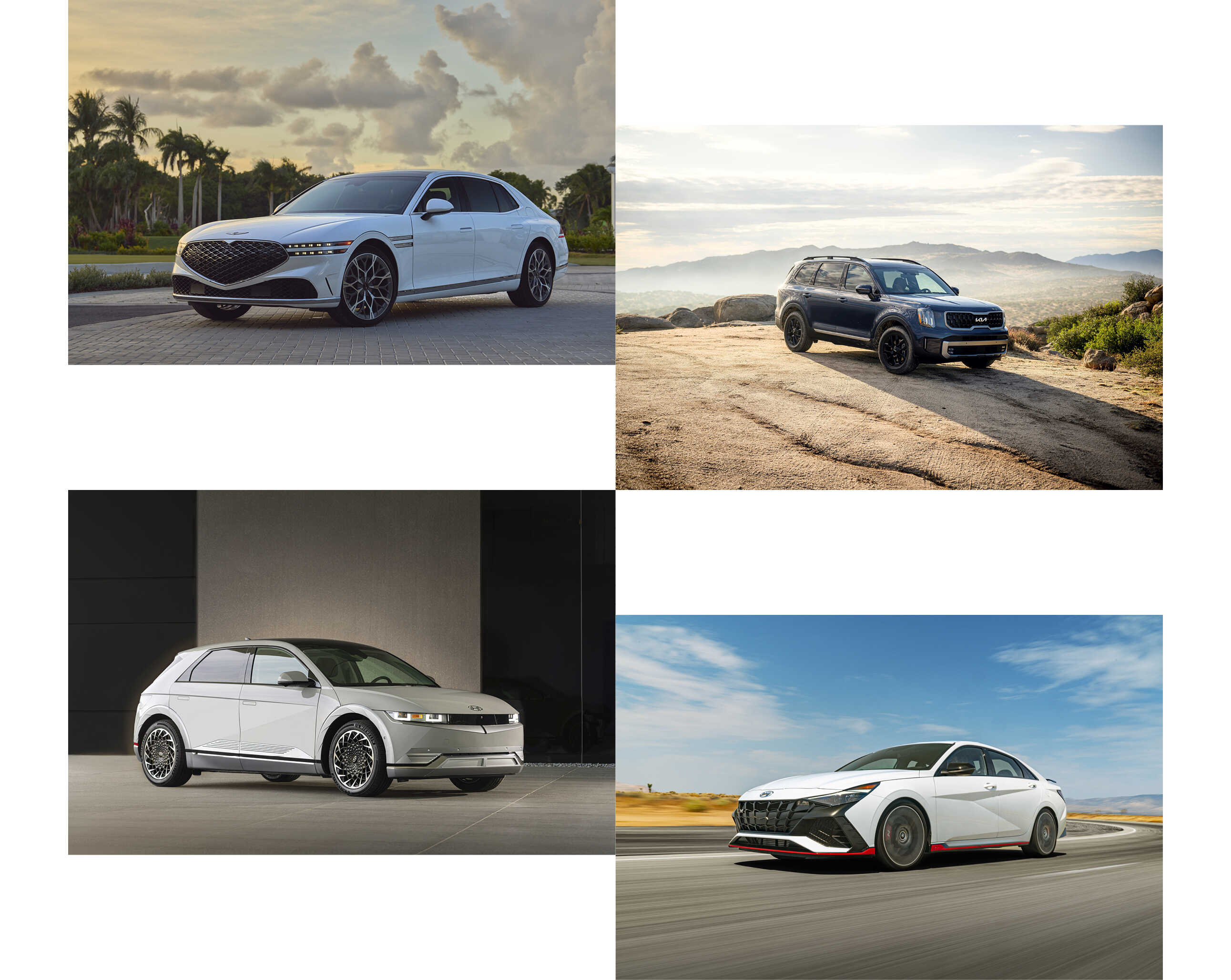 2023 캐나다 올해의 차 부문별 우승을 차지한 현대차그룹 모델들의 모습