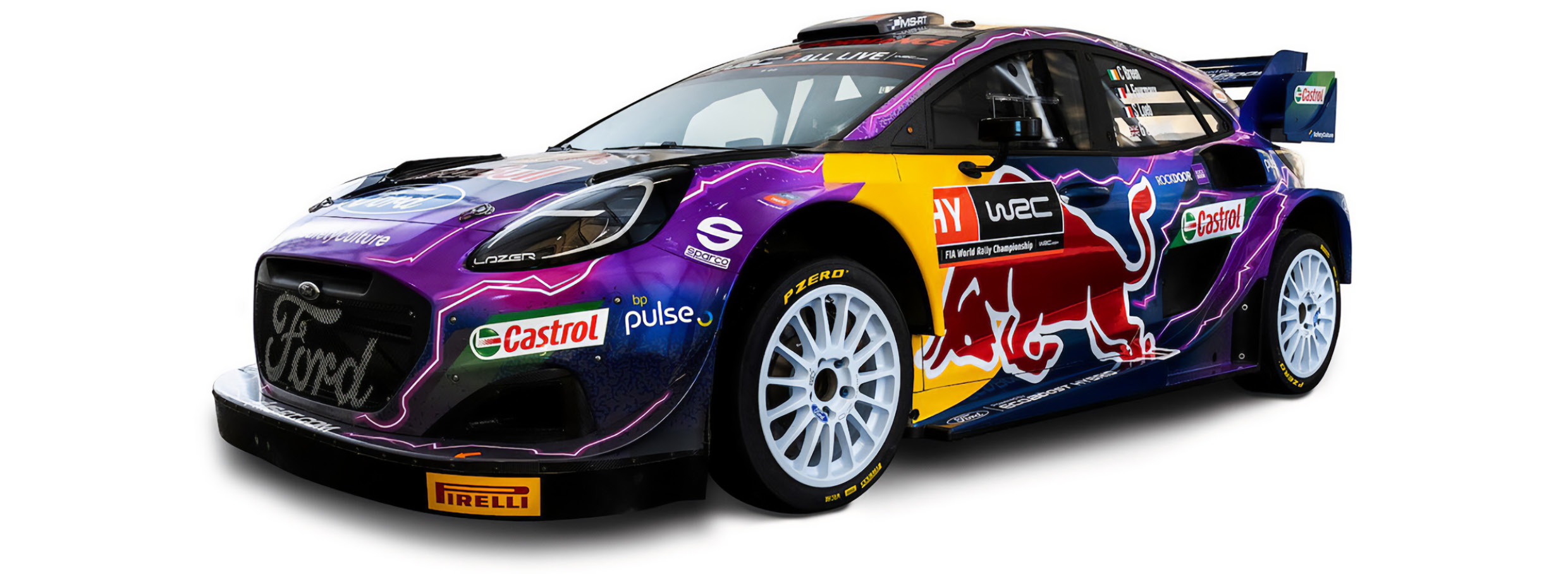Front view of M-Sport Ford rally car