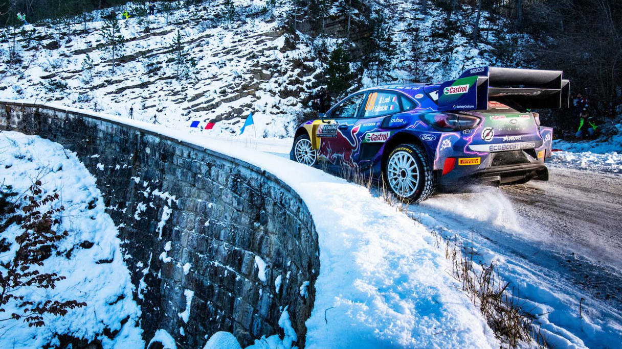M-Sport Ford rally car running in the snow