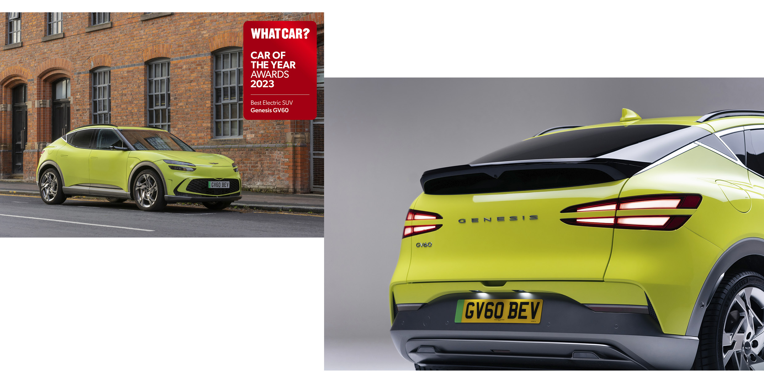 영국 왓카가 선정한 올해의 차 부문별 우승 모델에 선정된 제네시스 GV60의 모습