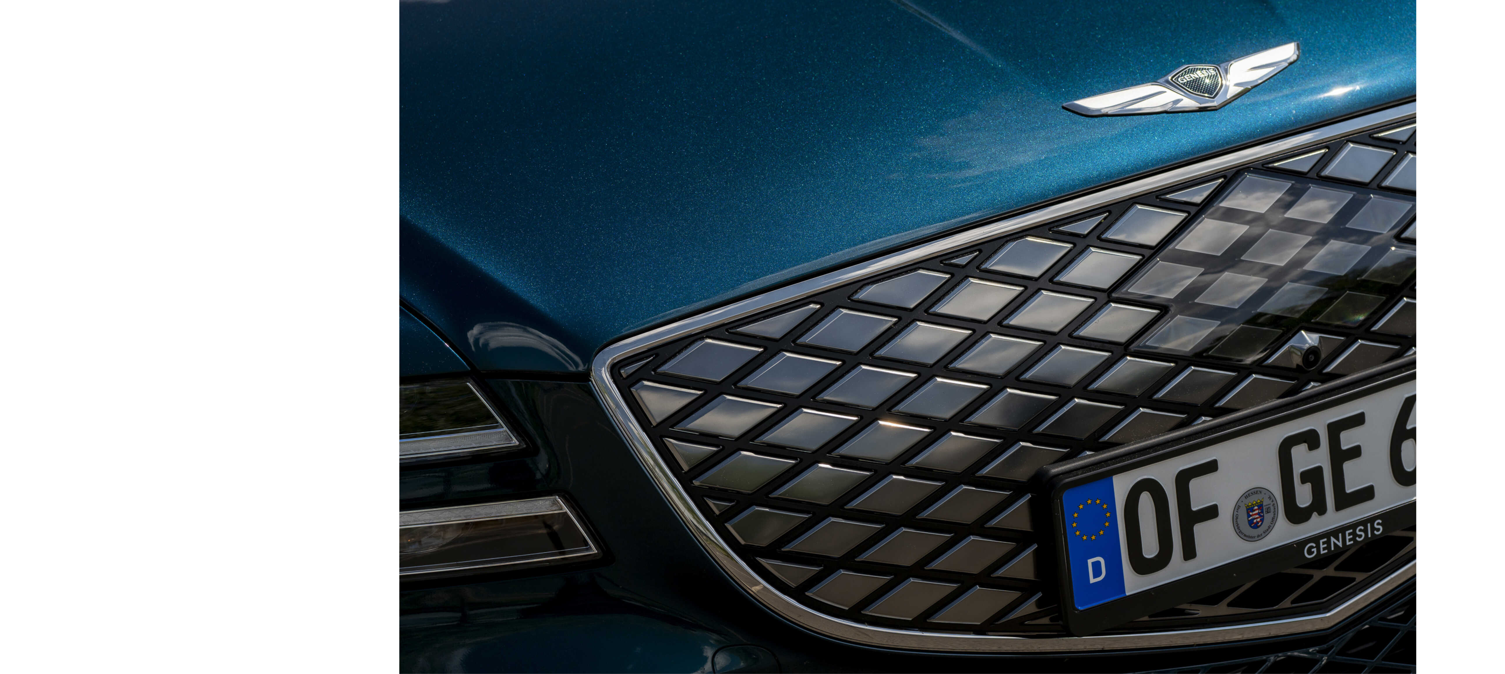 제네시스 G80 전동화 모델의 라디에이터 그릴 전면부