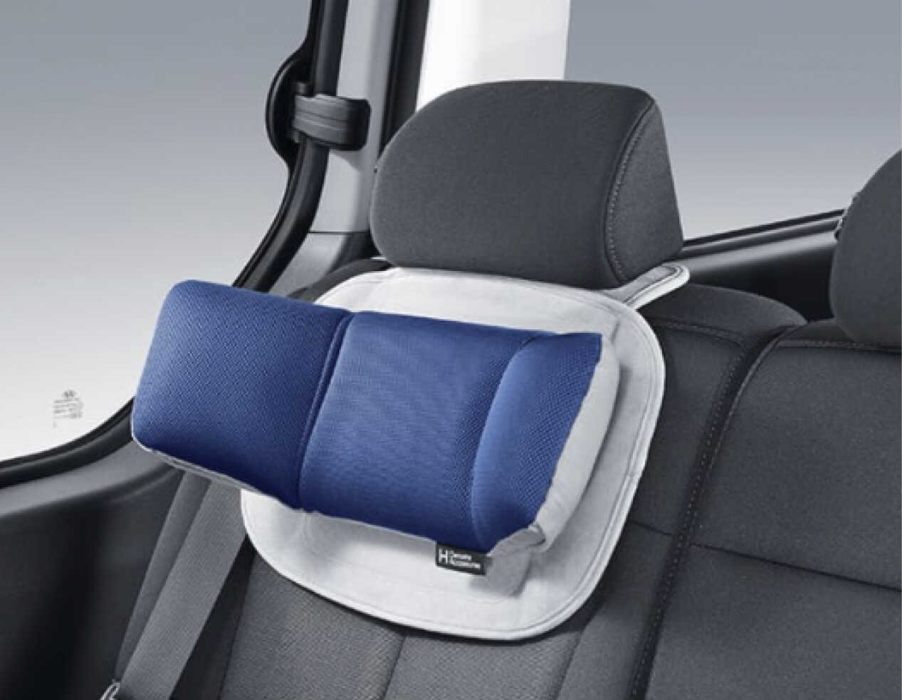 White and blue children's headrest