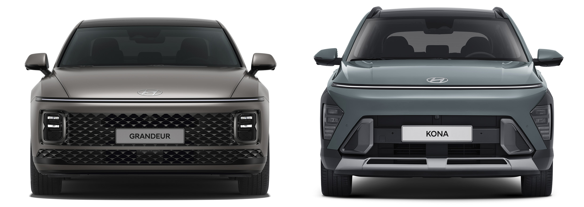 디 올 뉴 그랜저와 디 올 뉴 코나의 전면부
