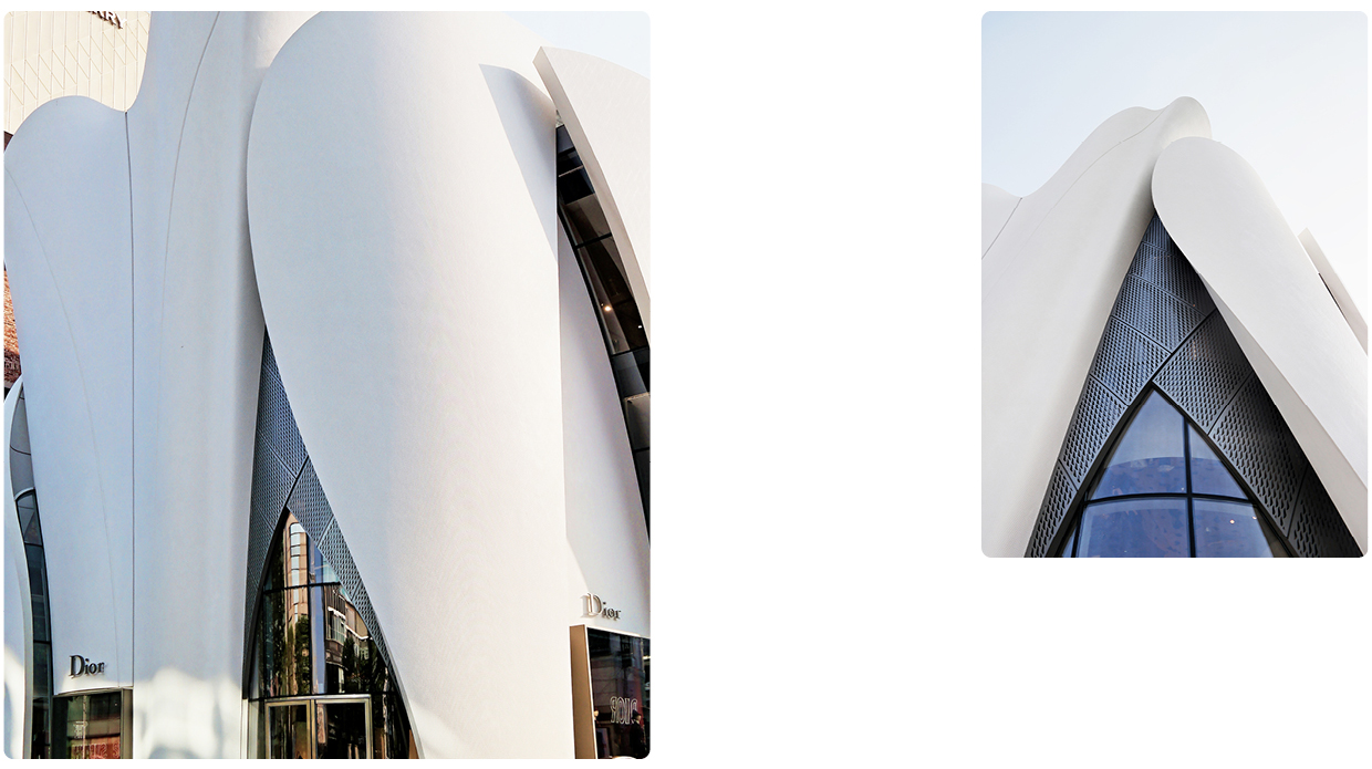 서울 청담동에 자리한 디올의 팝업 스토어 하우스 오브 디올의 외관 사진.