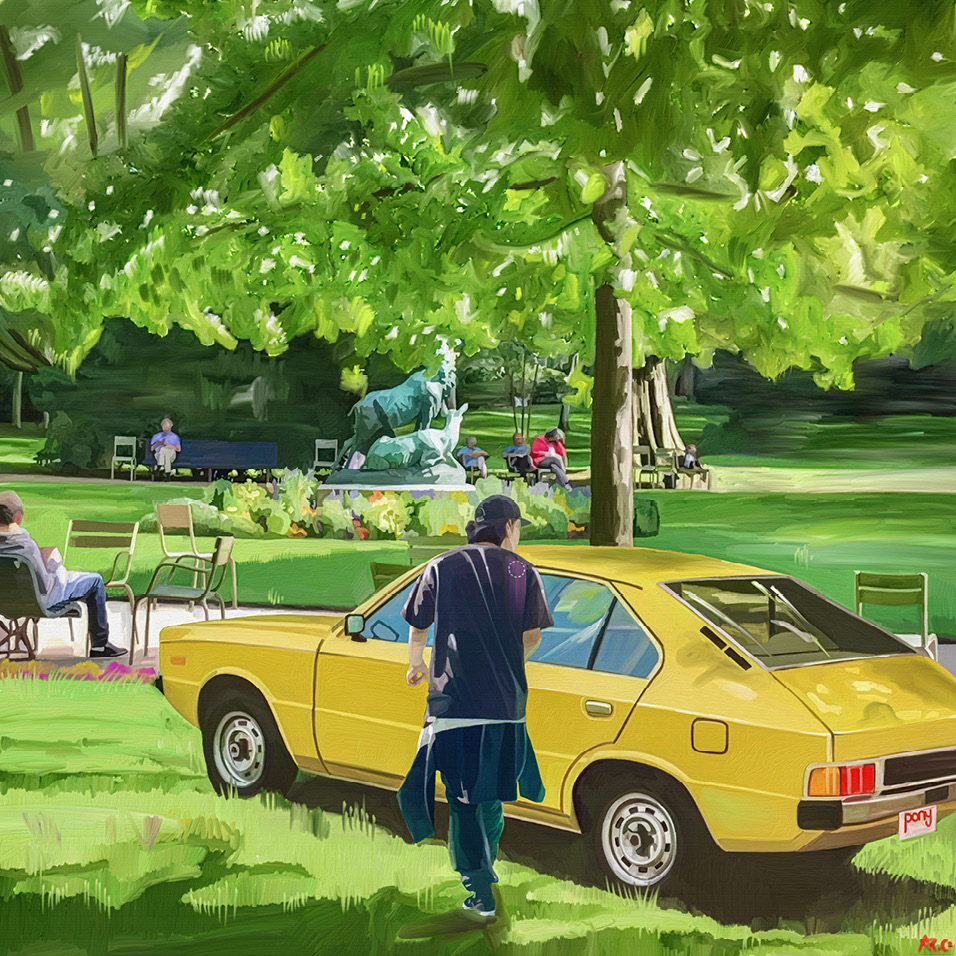 Yoon Kyun-ha's work expressing a pony in a park