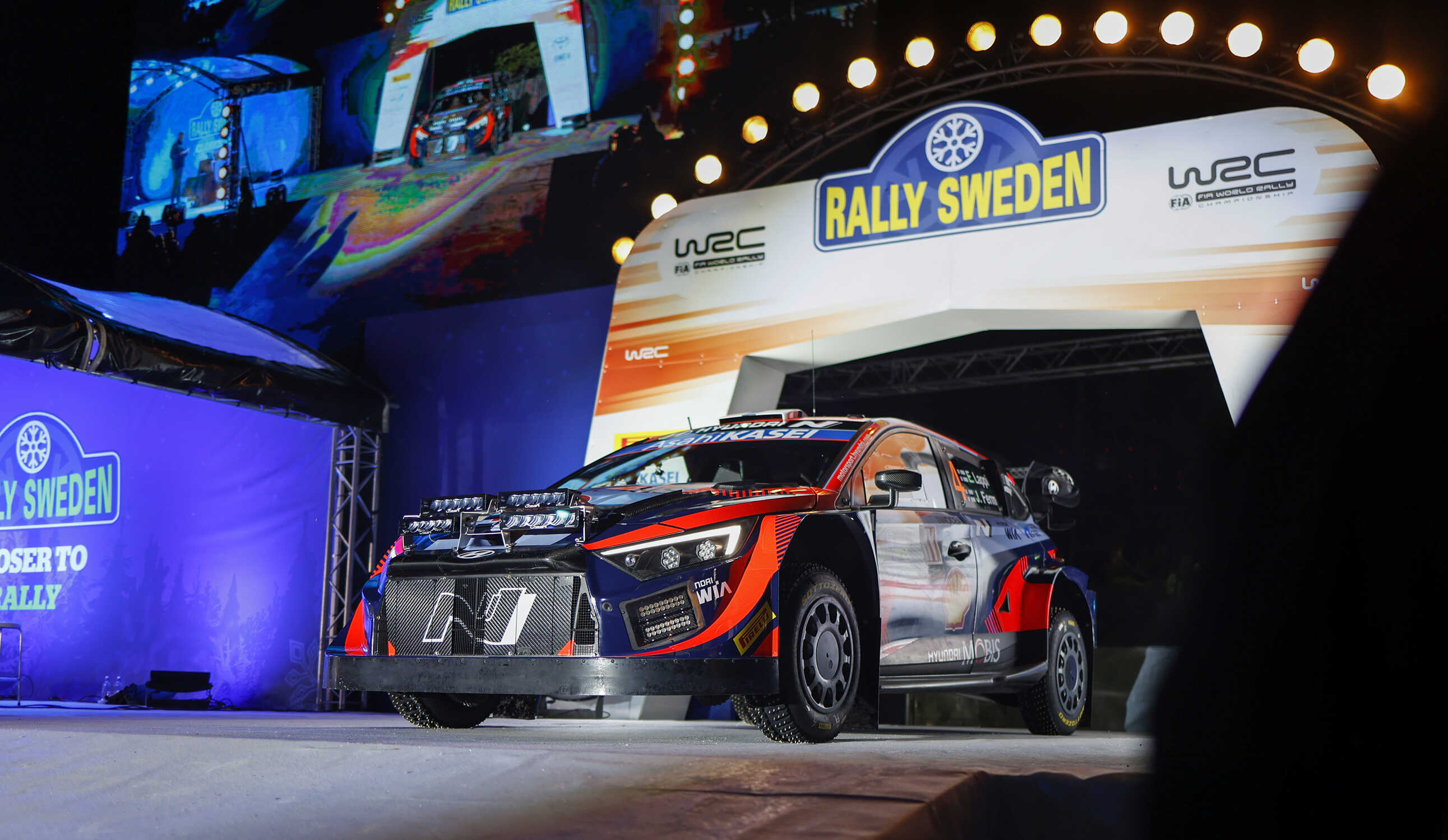 Hyundai Team's rally car appeared on the special stage before the race