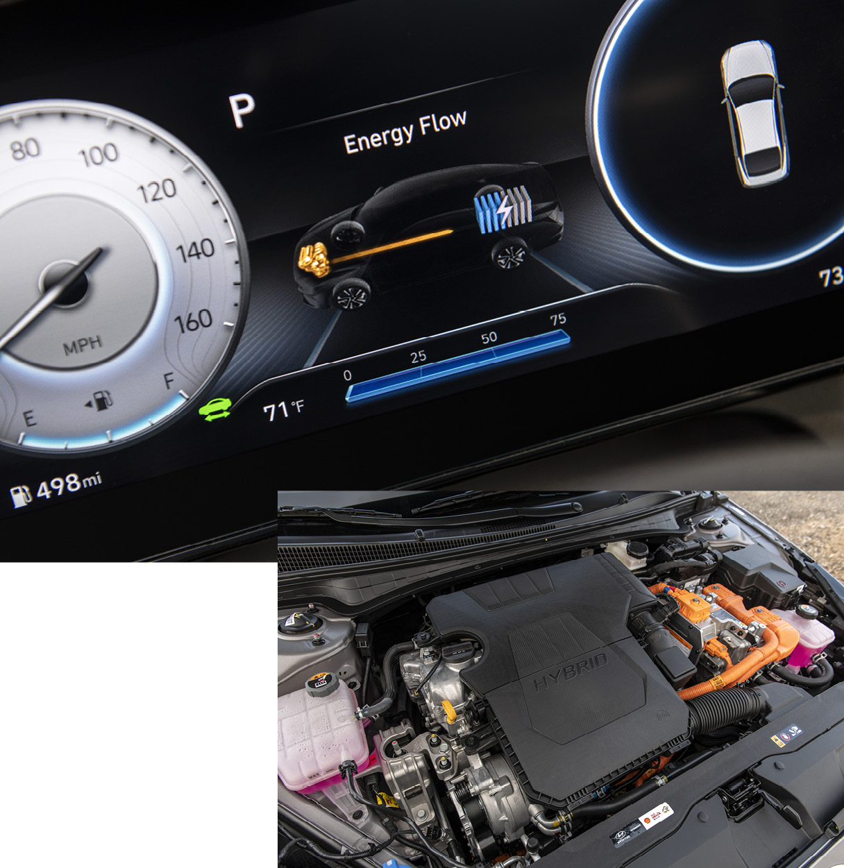 아반떼 하이브리드 엔진룸 계기판