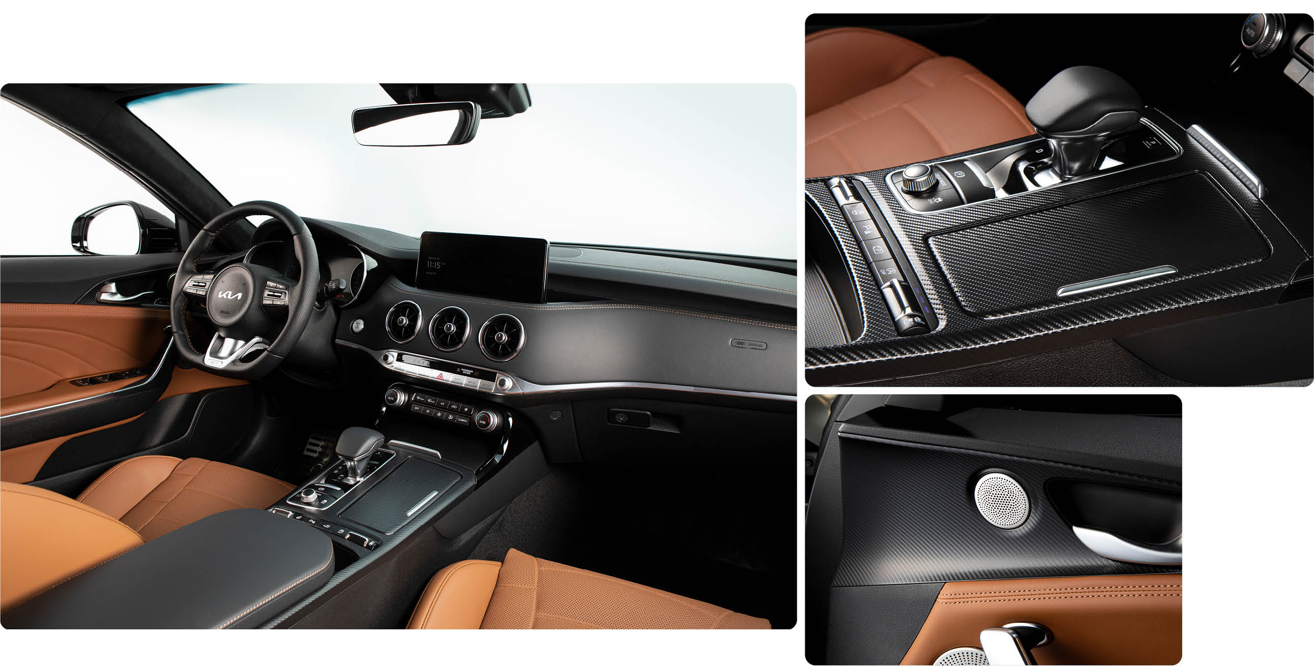 The interior of the Stinger Tribute Edition dubbed in terracotta brown.