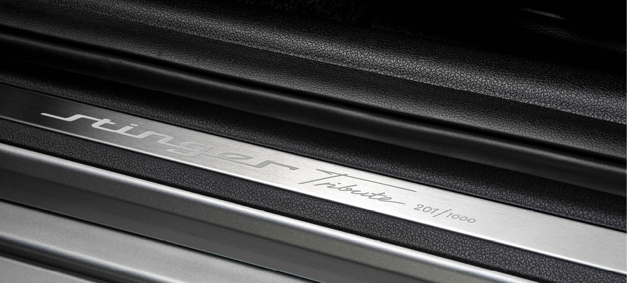 Door scuff with model name, edition name, and serial number