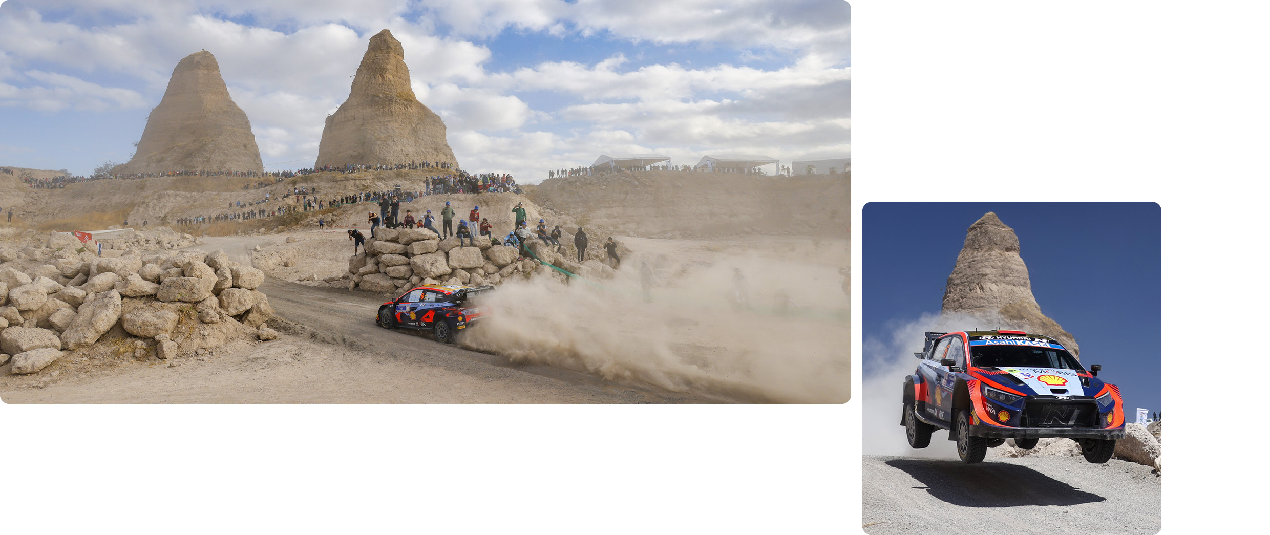 멕시코 랠리에서 질주하고 있는 현대 i20 N 랠리1의 모습