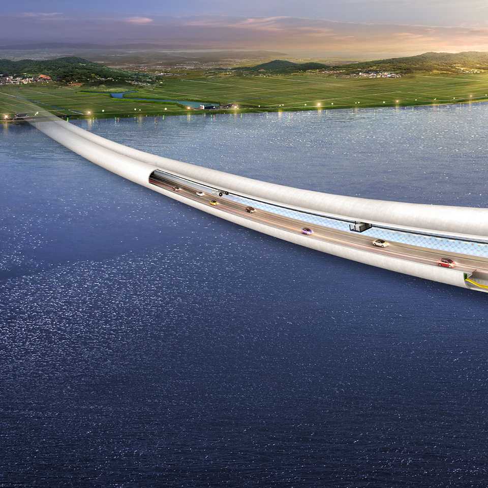 파주-김포 간 한강 하저를 통과하는 터널 조감도