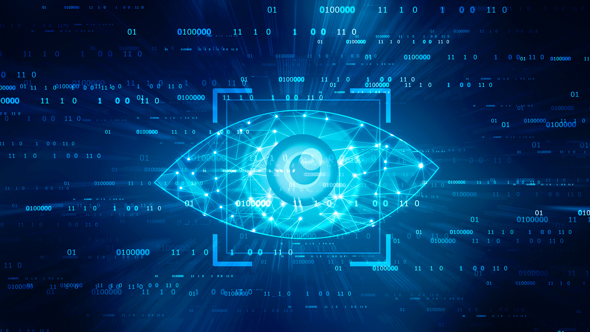 디지털 데이터로 사람의 눈동자를 형상화한 가상 그래픽