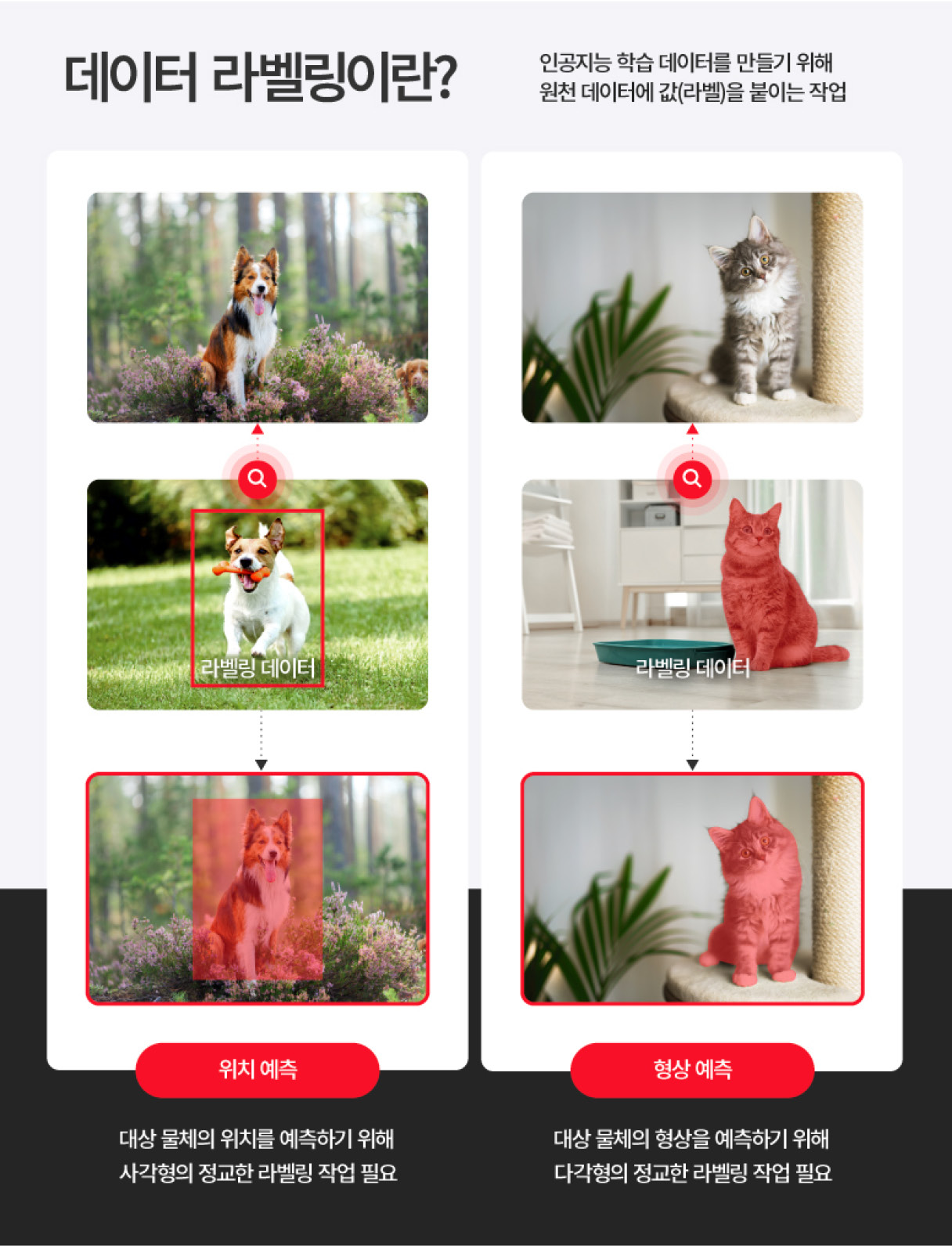 데이터 라벨링의 종류를 설명하는 인포그래픽