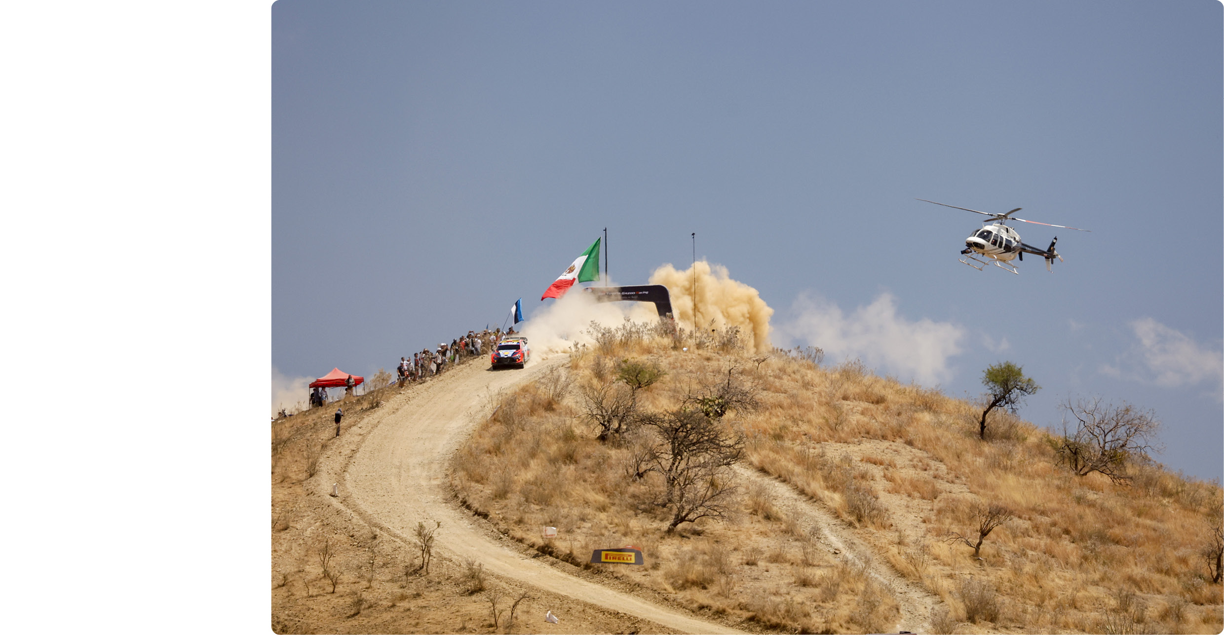 Hyundai i20 N Rally 1 speeding up at Rally Mexico
