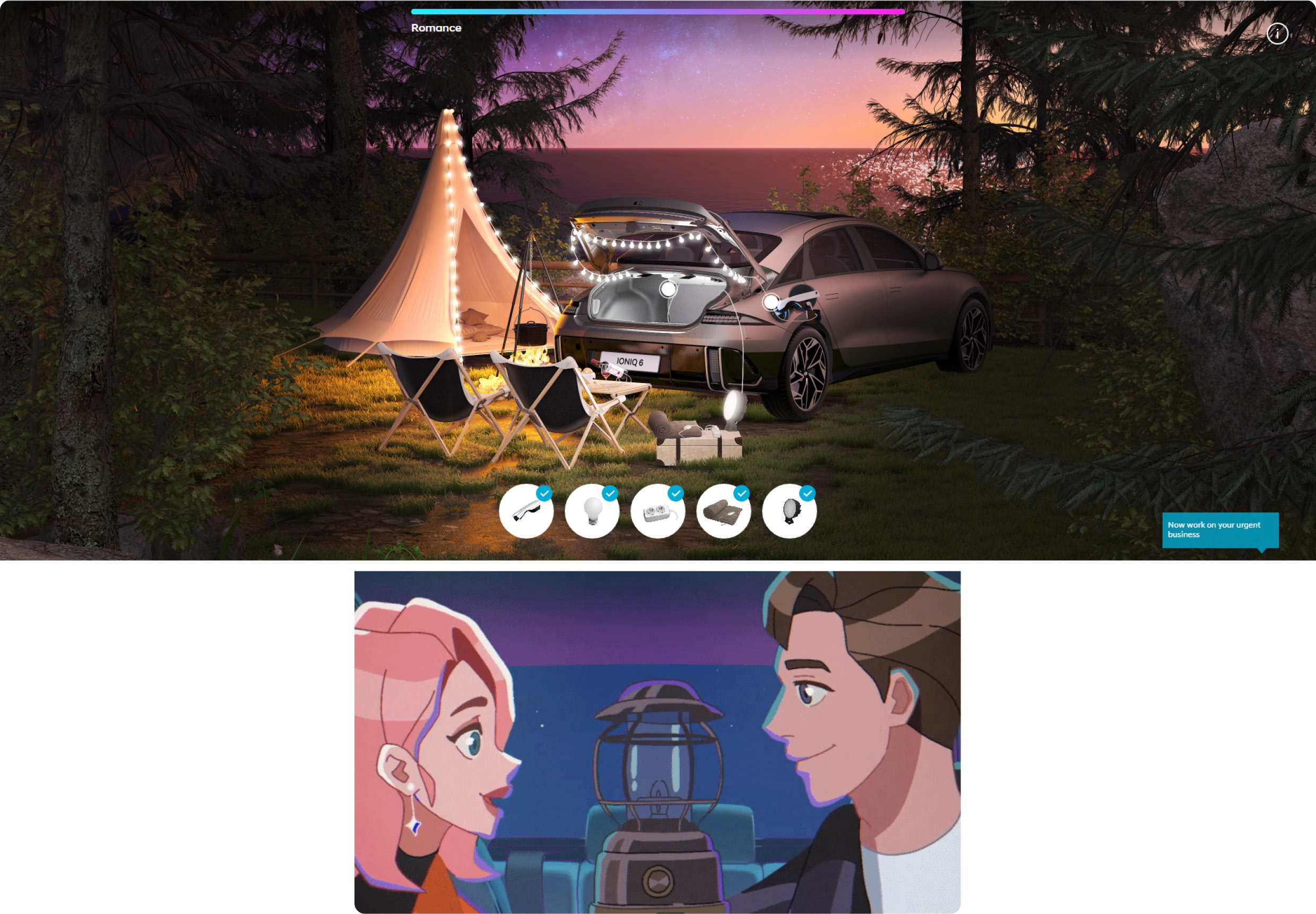 아이오닉 6의 V2L 기능을 활용하는 모습