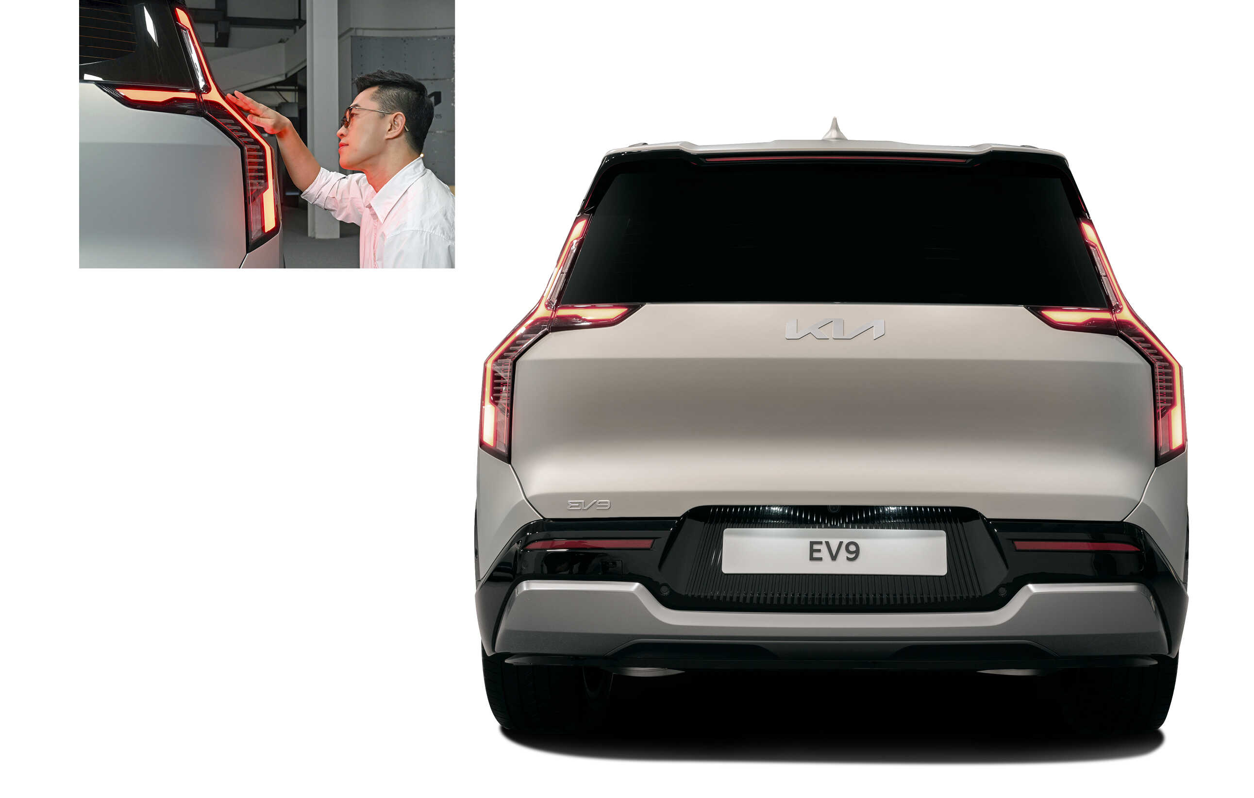 Kia EV9's rear view and its lamp designer