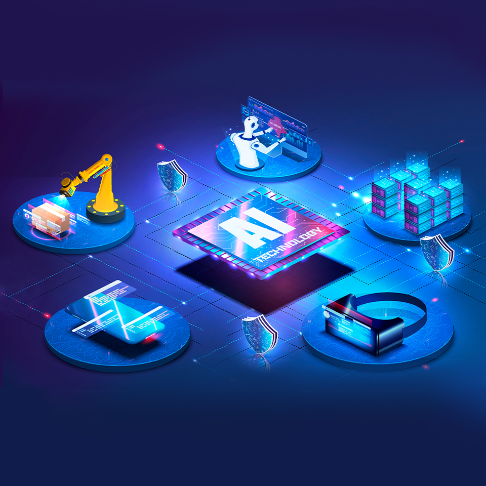 다양한 분야에서의 인공지능을 표현한 그래픽