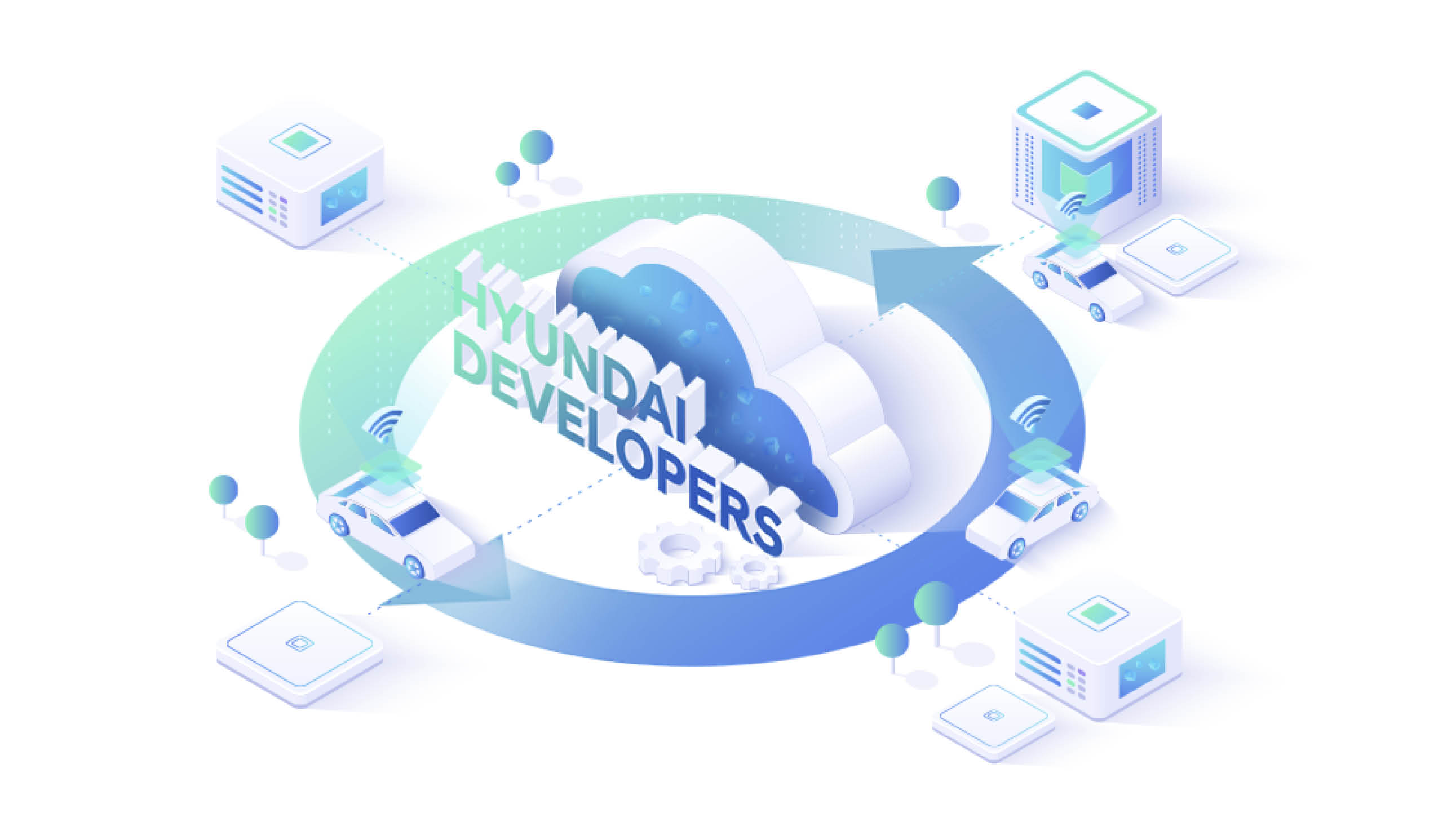 현대 디벨로퍼스의 서비스 콘셉트를 표현한 그래픽 비주얼