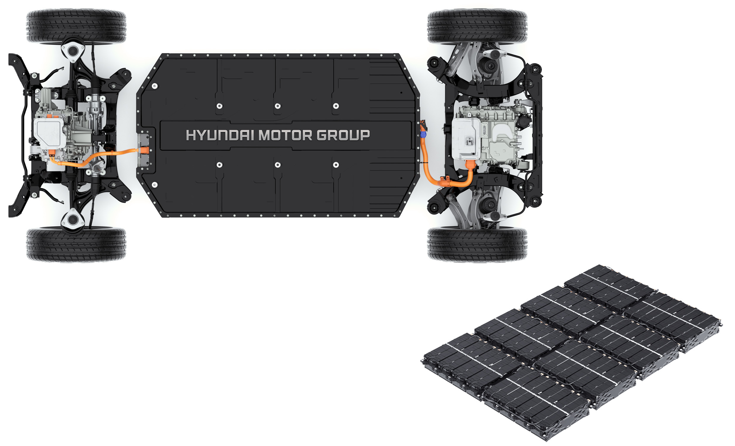 E-GMP와 배터리셀의 모습
