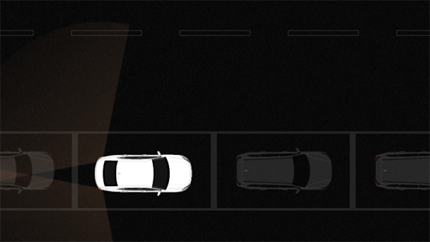 BCA becomes active when a paralleled-parked car is leaving a roadside parking lot. When it senses a car approaching from the backside, it brakes the vehicle automatically to avoid a collision.