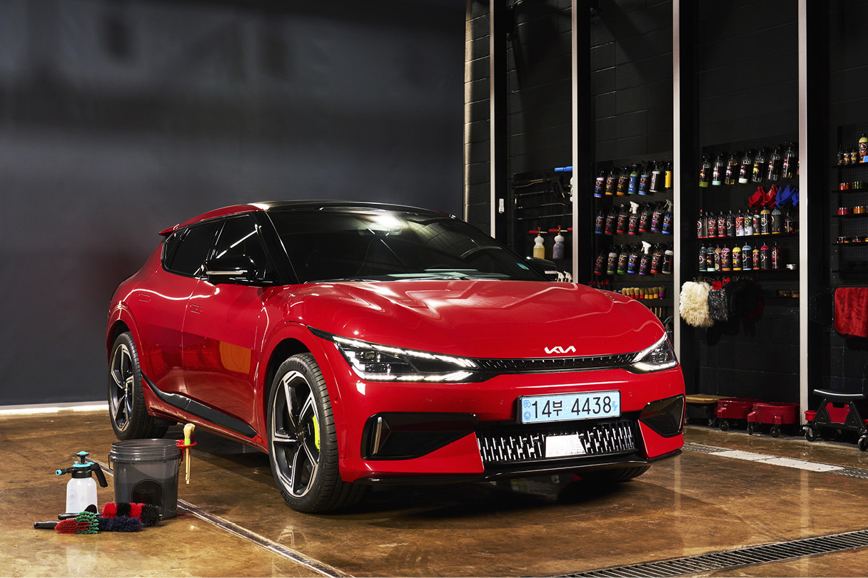 Necessary supplies for auto detailing and Kia EV6 GT