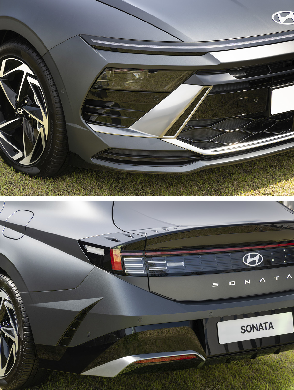 현대자동차 쏘나타 디 엣지의 앞뒤 디테일한 부위의 모습
