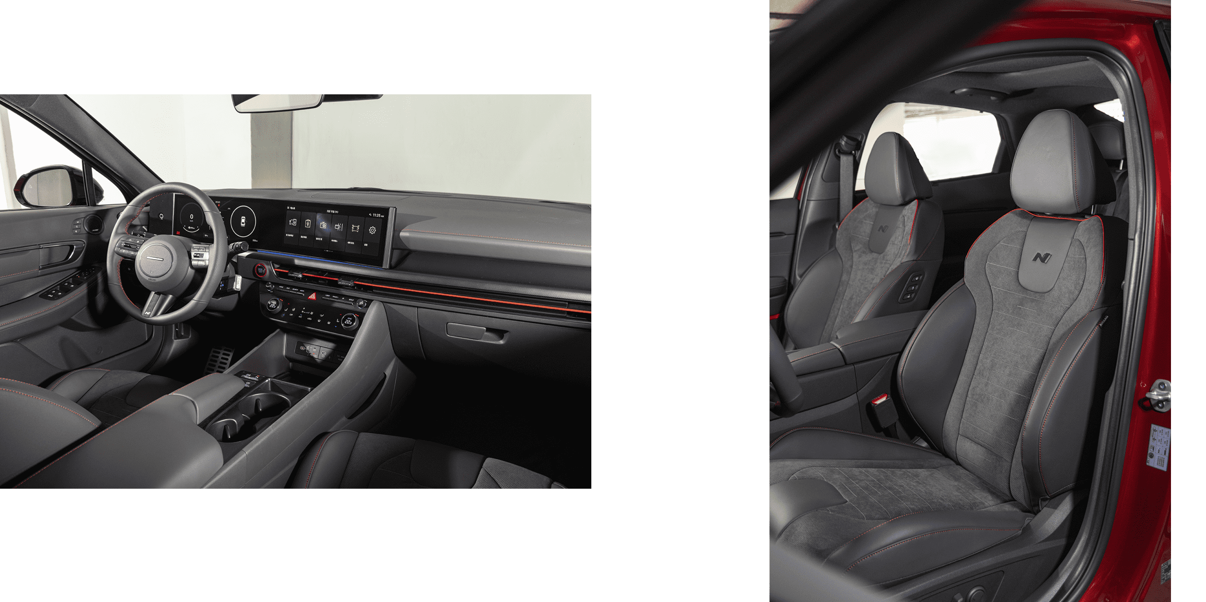 쏘나타 디 엣지 N 라인 2.5 터보 실내 전경과 전용 시트의 모습