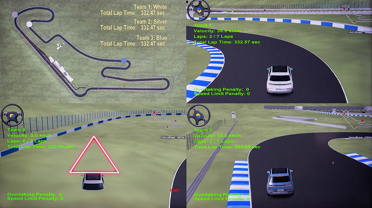 2023 현대자동차그룹 자율주행 챌린지 버추얼 부문 중계 화면