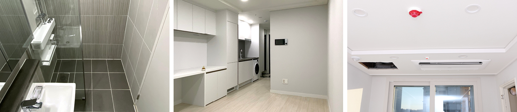 공장에서 제작된 모듈러 유닛의 내부로 변기, 수전, 수납용품 등이 모두 설치되어 있다