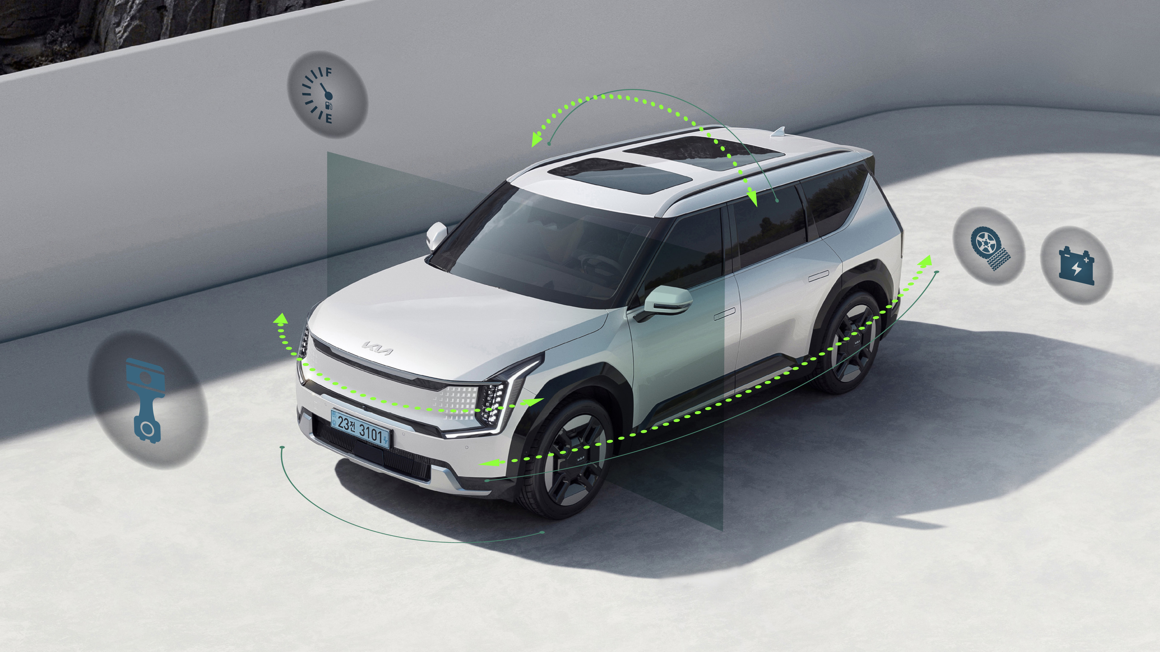 픽토그램을 통해 차량 제원을 설명하는 사진