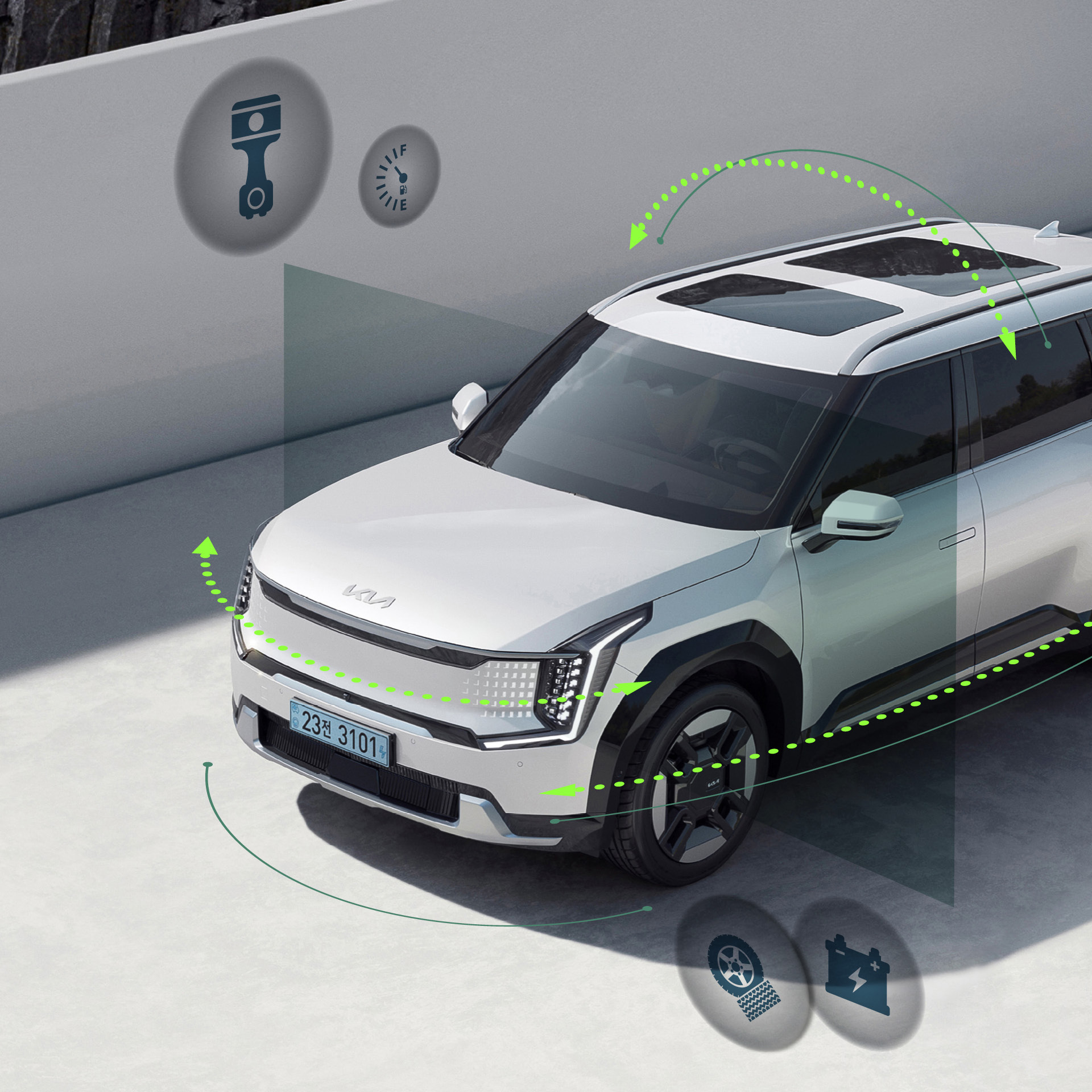 픽토그램을 통해 차량 제원을 설명하는 사진