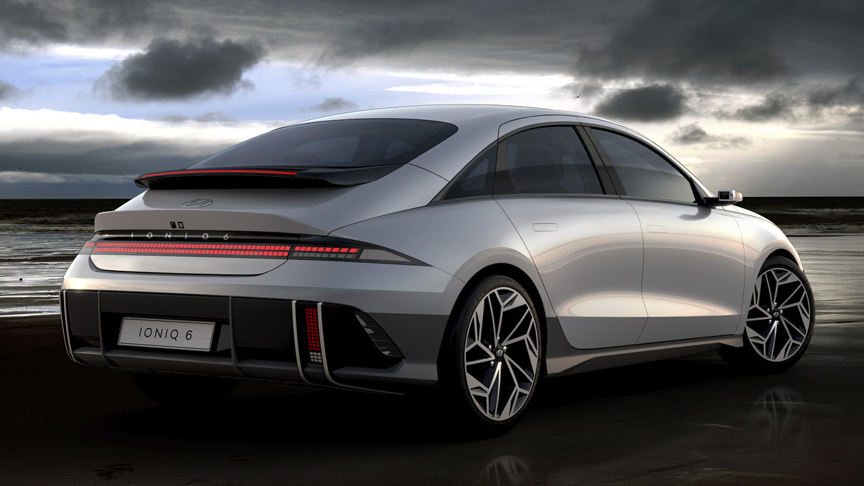 현대차 아이오닉 6의 후측면 디자인