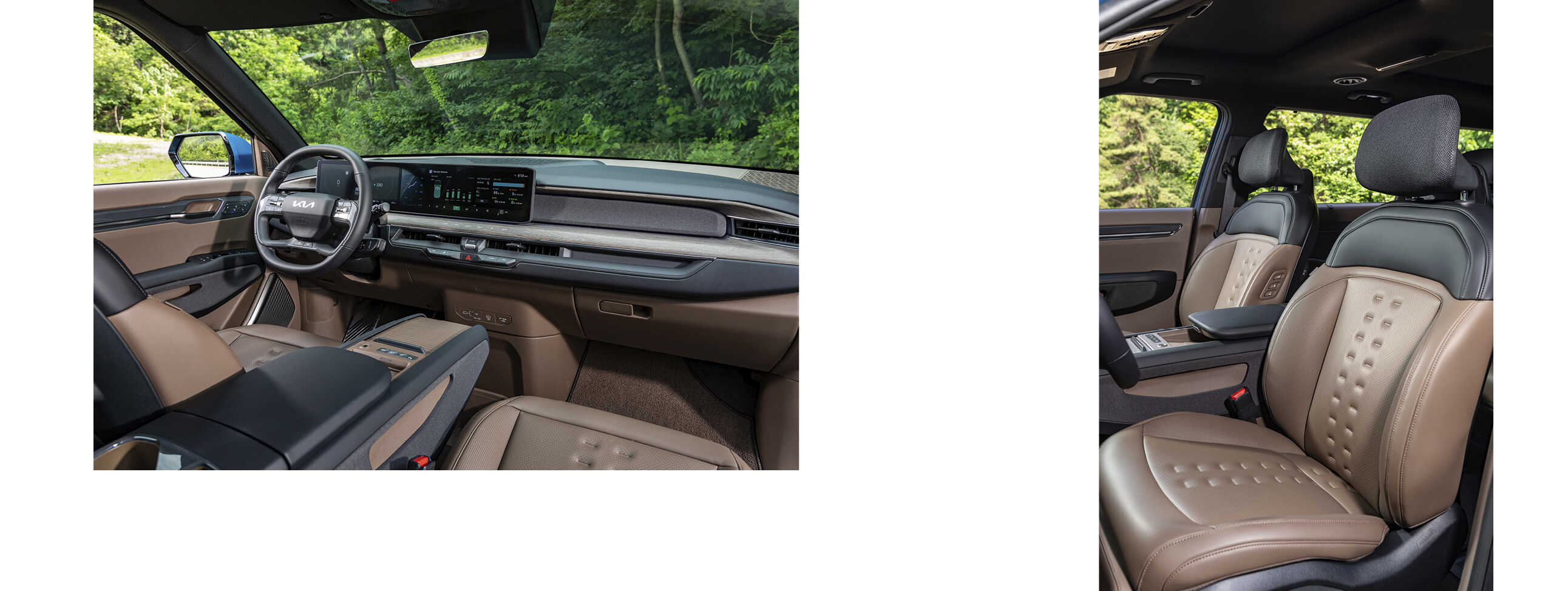 기아 EV9의 실내 및 운전석의 모습