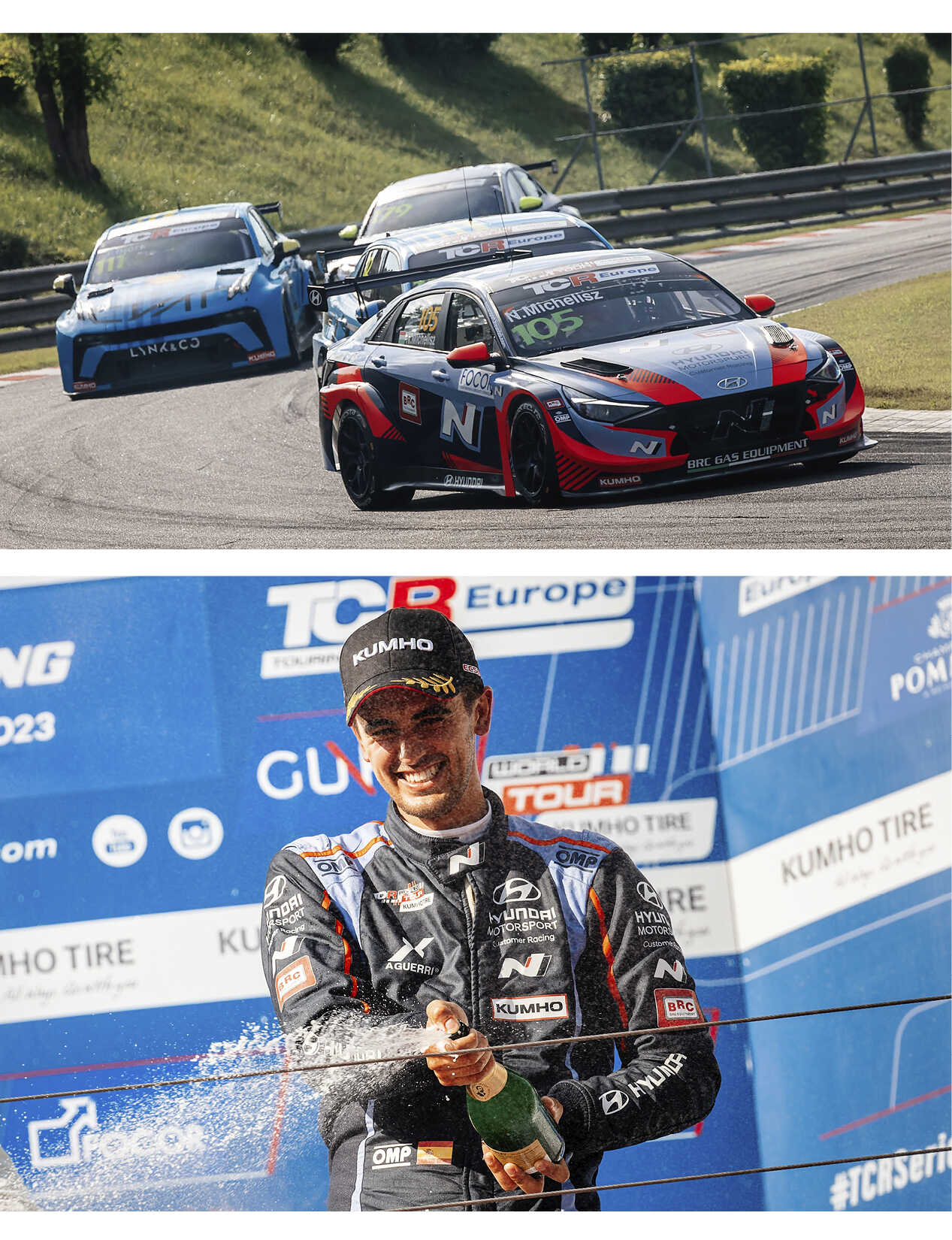 헝가로링을 달리고 있는 경주차들