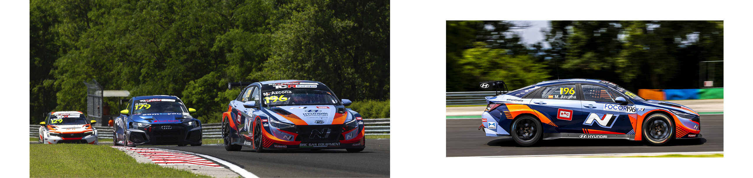 헝가로링을 달리고 있는 경주차들