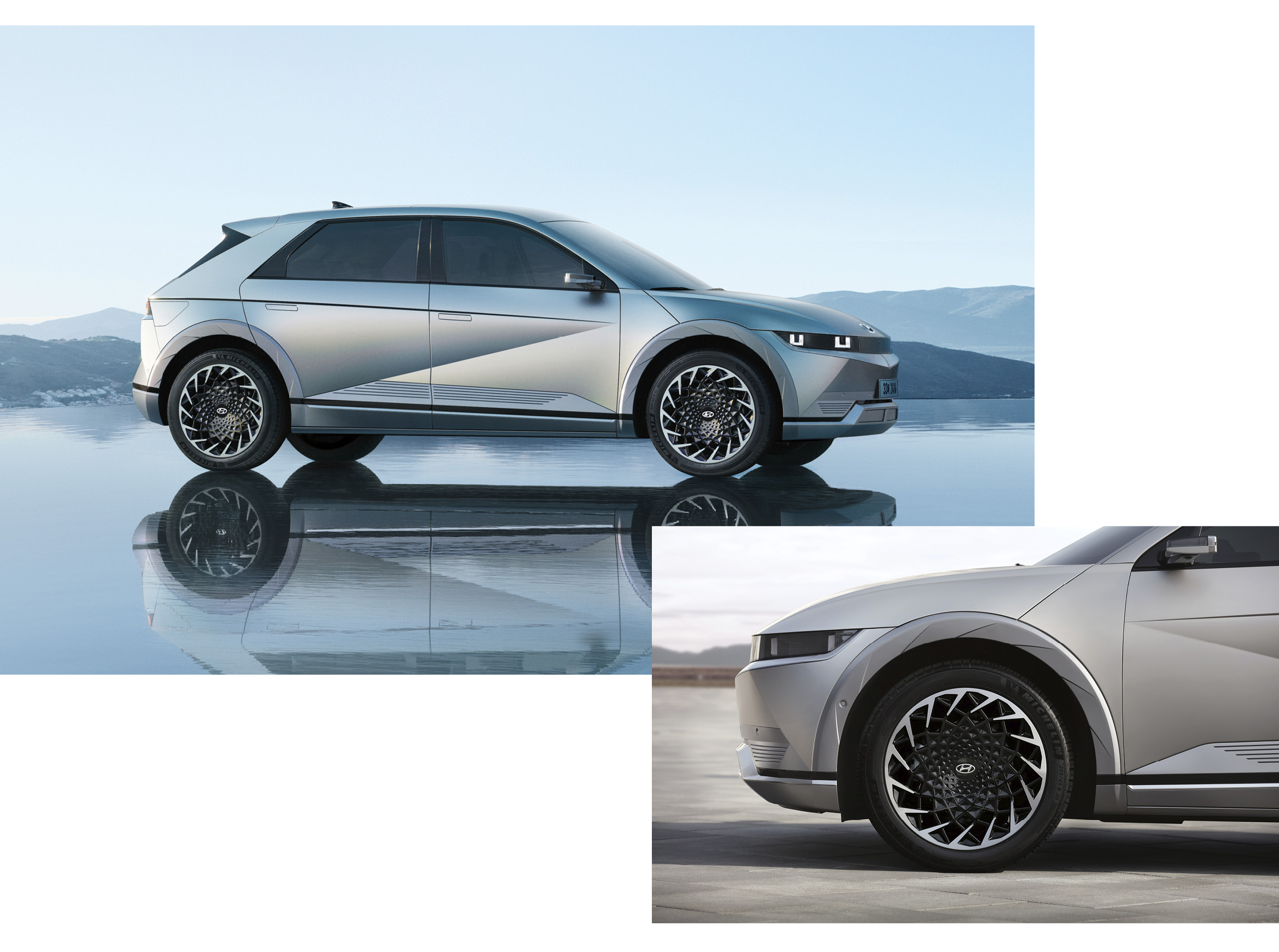Photos highlighting the wheels of the IONIQ 5