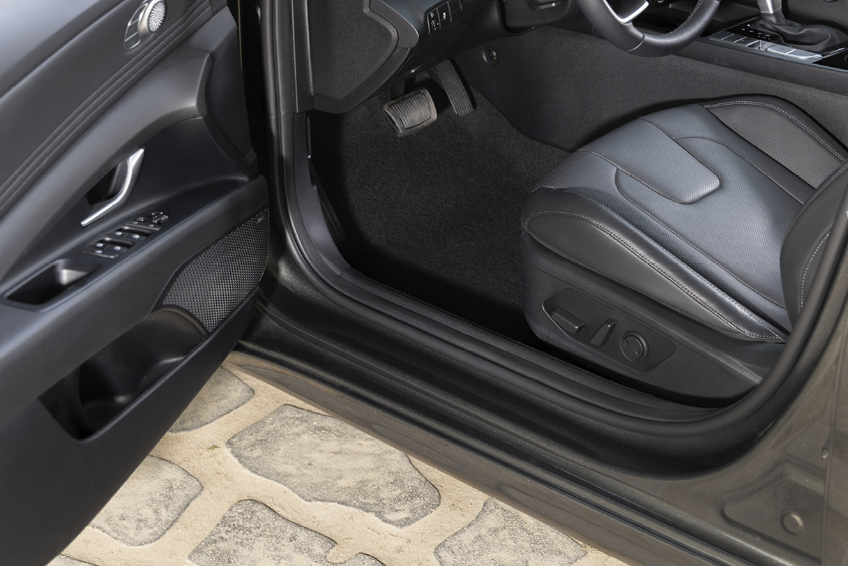 View of the seat through the opening of the driver's door
