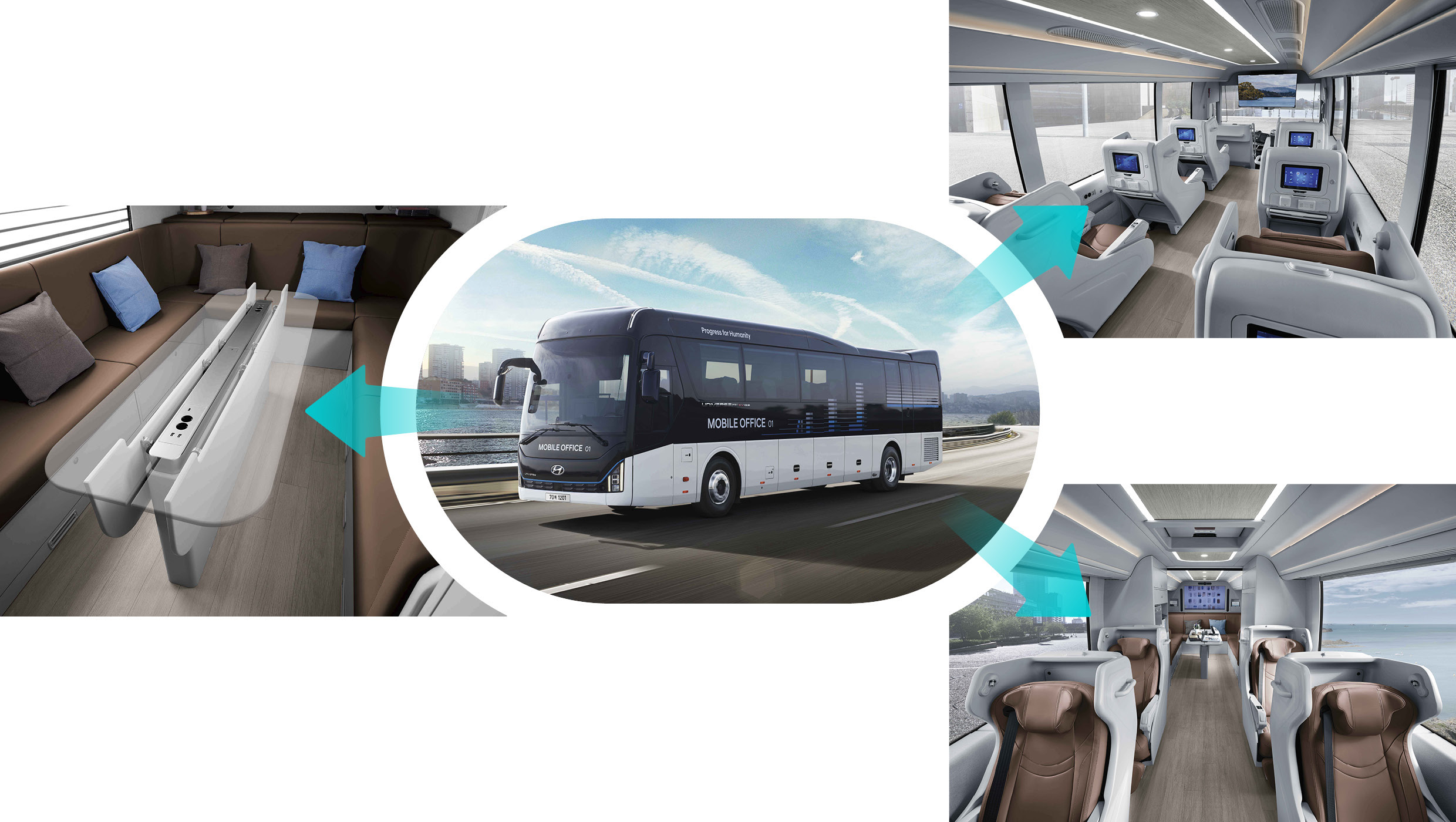 유니버스 모바일 오피스의 내부 특징을 보여주는 인포그래픽