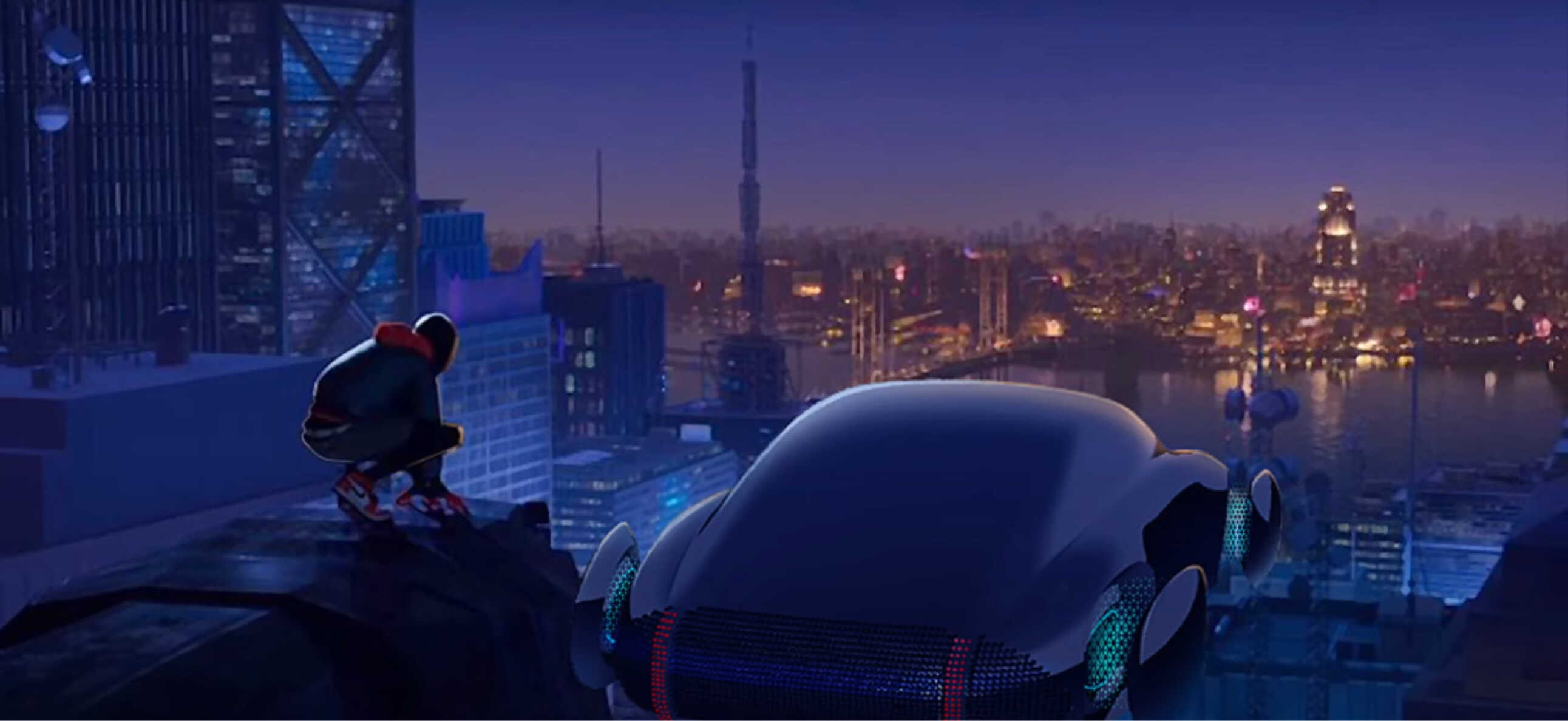 플라잉 프로페시와 함께 도시를 바라보는 스파이더맨