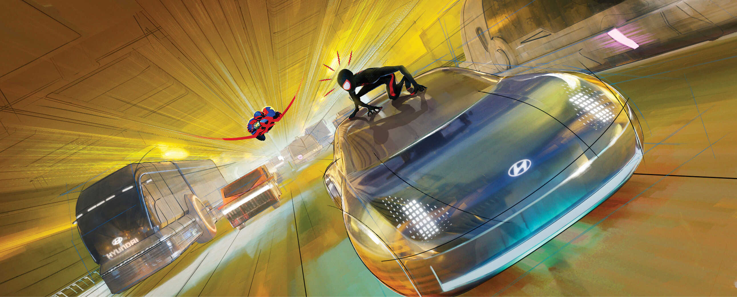 서로 싸우는 두 명의 스파이더맨