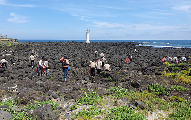 표선해변에서 펼쳐진 해비치 임직원들의 반려해변 플로깅 활동