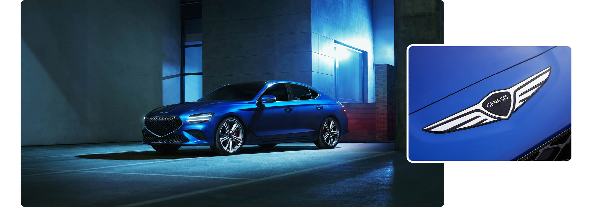 G70이 서있는 모습과 엠블럼