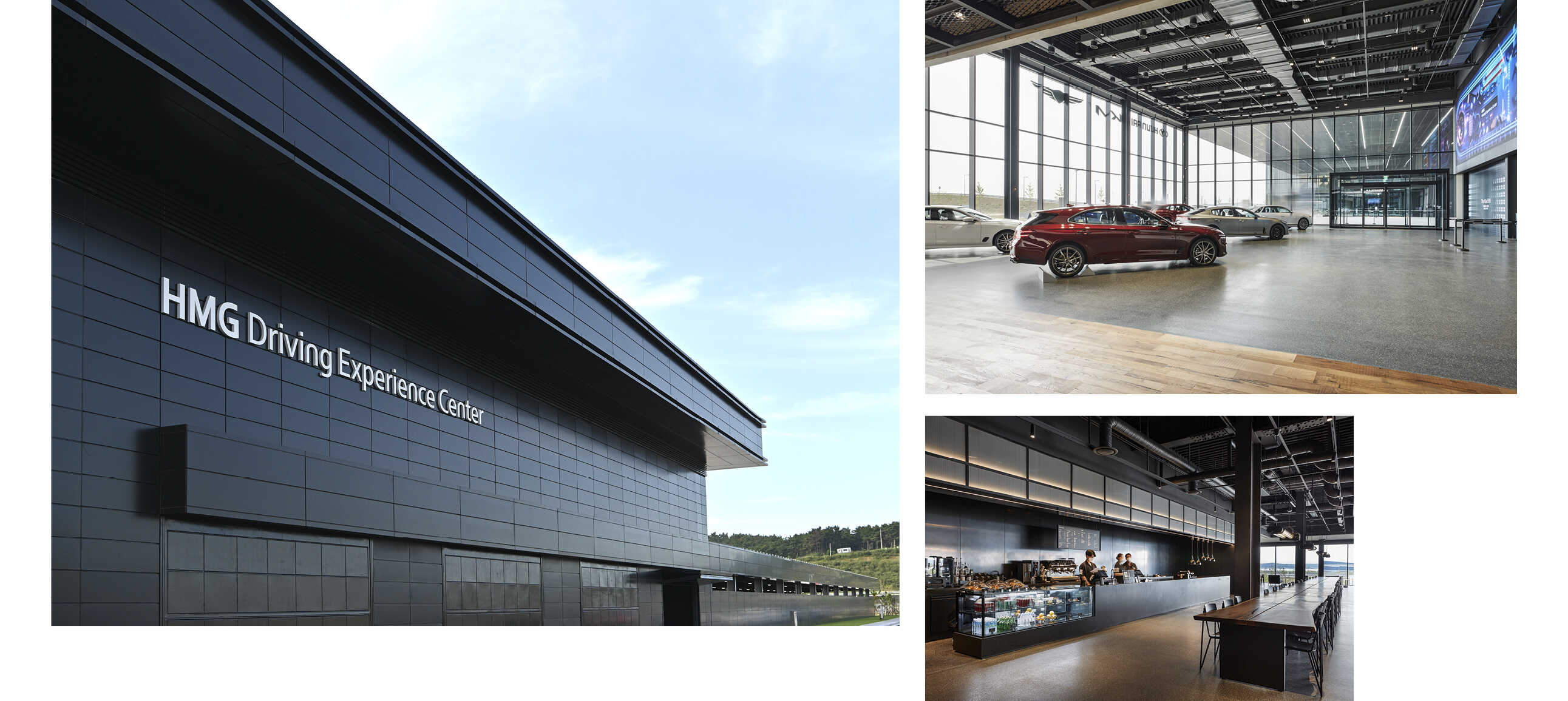 Inside and outside the HMG Driving Experience Center