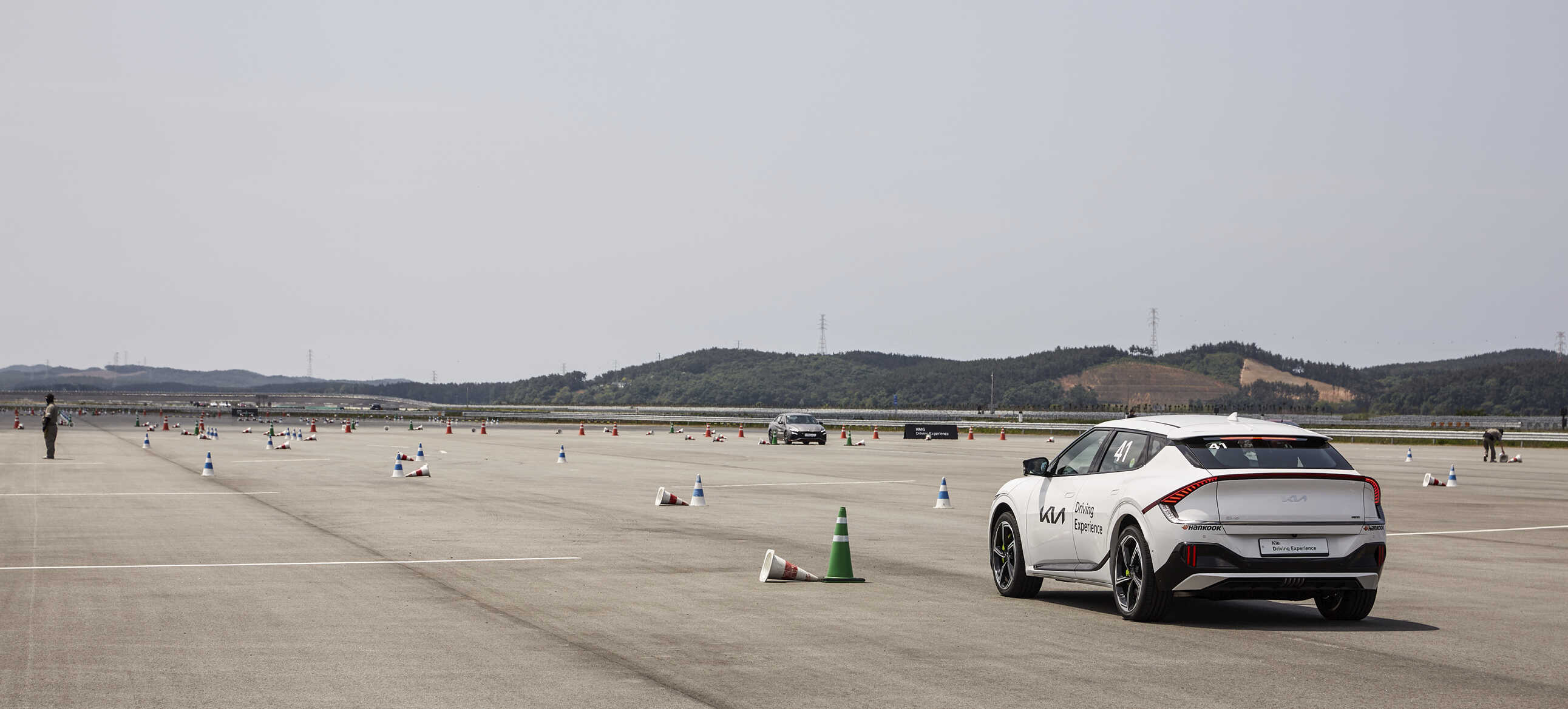 EV6 GT waiting in front of rubber cone