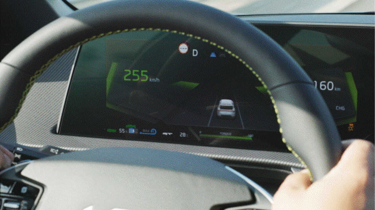 EV6 GT instrument panel that quickly picks up speed